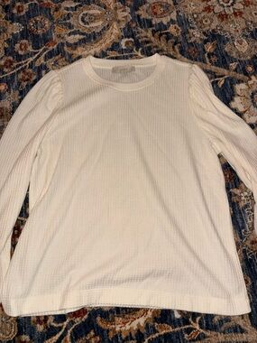 NWOT LOFT Cream Waffle-Knit Long Sleeve Top